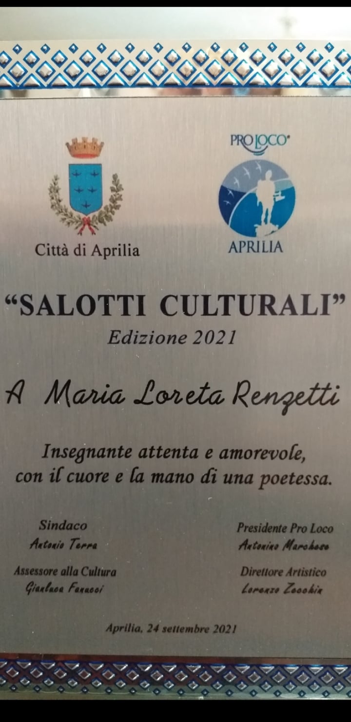 SALOTTI CULTURALI DI APRILIA: IL RICORDO DI MARIA LORETA&nbsp;RENZETTI